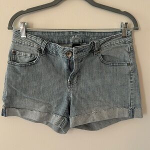 Blue and White Striped Shorts